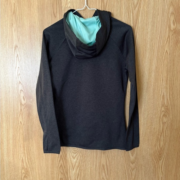 The North Face Logo Black and Teal Pullover Hoodie Sweatshirt - Picture 3 of 5